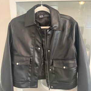 ZAra Black faux Leather Jacket